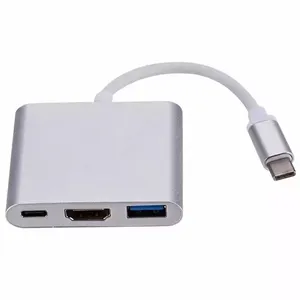 High Quality 3 In 1 Type-C to HDMI USB 3.0 4K Multiport Adapter USB-C Hdmi Digital AV Adapter Charging and Connecting Converter