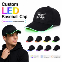 Casquette de baseball à visière LED personnalisée, chapeau lumineux pour la sécurité nocturne, course à pied, événements en plein air, cadeaux promotionnels