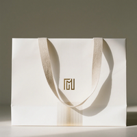 Sacs à provisions de logo personnalisé d'estampage de feuille d'argent de luxe sacs en carton blanc écologique ruban pour des promotions personnalisées votre