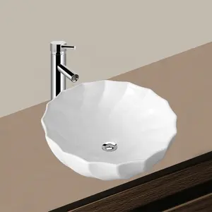 Modern tasarım banyo Lotus lavabo yuvarlak lavabo seramik ticari tezgah lavabosu lavabo mermer tezgah sanat lavabo