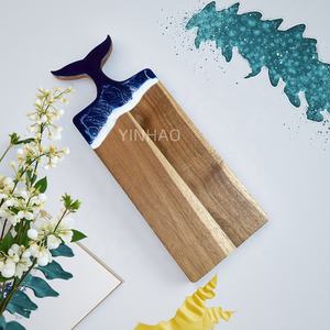 Tabla de Cortar de Resina Hecha a Mano Personalizada YINHAO con Diseño de <span class=keywords><strong>Cola</strong></span> de Ballena y Olas del Océano, Tabla de Cortar de Resina y <span class=keywords><strong>Madera</strong></span> de Acacia, Bandeja <span class=keywords><strong>para</strong></span> Servir - Product Image 2