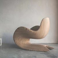 Chaise de loisirs de forme unique sur mesure Fauteuil en bois massif au design minimaliste pour la maison Mobilier d'art d'hôtel
