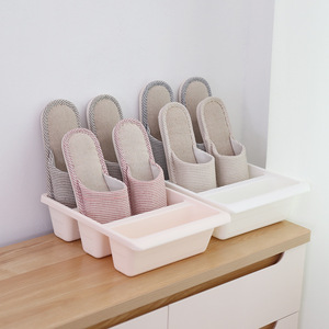 Three Compartment Vertical <b>Shoe</b> <b>Rack</b> Integrated Plastic Tray <b>Shoe</b> Organizer For Desktop And Bedroom Storage - Product Image 3