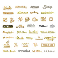 Étiquette de vêtement en métal plaqué gravée avec logo de marque personnalisé, résistante à l'eau de mer, pour maillots de bain et accessoires vestimentaires