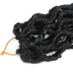 Coiffures Faux Locs au Crochet Avec Extrémités Bouclées, Wavy Queen Locs Pré-Bouclées Ombrées, Tresses Synthétiques Rallonges Cheveux Afro Dreadlocks - Product Image 3