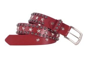 Cinturón Personalizado de Cuero Genuino con Tachuelas de Estrella, Diseño de Tachuelas de Estrella, Marca Personalizada, Etiqueta Privada, OEM, Venta al por Mayor, Estilo Punk Rock - Product Image 2