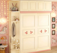 Armoire rose pour chambre à coucher, armoire pour filles, armoire à portes coulissantes pour appartement locatif, armoire à assembler