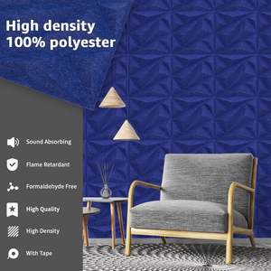 Panneaux muraux Art3dwallpanels modernes 3D bleus, panneaux acoustiques insonorisants, <span class=keywords><strong>mousse</strong></span> écologique, haute réduction du bruit, chambre à coucher, hôtel, appartement, salon - Product Image 1