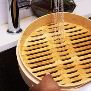 Cesto di cottura a vapore in bambù a 2 livelli con manico per cucinare verdure di riso per una sana cottura a vapore - Product Image 6