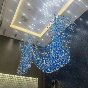 Kroonluchter Licht Luxe Moderne Grote Kroonluchter Hotel Lobby Murano Glas Blauwe Kroonluchter - Product Image 1
