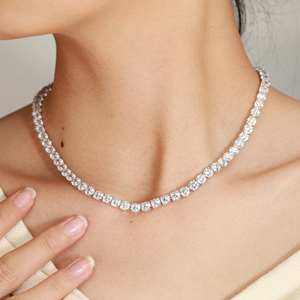Kirin Collier chaîne de tennis de luxe pour femme en argent sterling 925 4mm zircon cubique bleu Style tendance pour l'engagement avec des <span class=keywords><strong>étincelles</strong></span> - Product Image 2