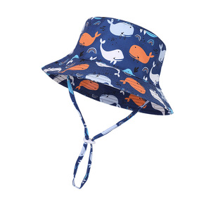Chapeau de soleil imprimé baleine pour bébé, respirant, à séchage rapide, pliable, protection solaire, casquette de plage pour tout-petits, jeux en plein air - Product Image 1
