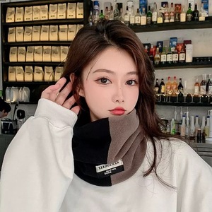 Color Block Warm Scarf For Women Unisex Neck Warmer Face Cover Windproof Winter 2025 Splicing Design Plain Weave - Product Image 3