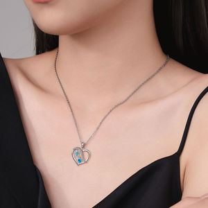 High Quality Waterproof Wholesale Trendy Brass Crystal Heart Shaped <b>Turtle</b> Charm <b>Necklace</b> Silver Plated Women Anniversary - Product Image 4