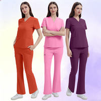 Tenue d'infirmière personnalisée avec logo SPA Beauty Salon, col en V, uniforme doux pour femmes, pantalon large et élégant, tenue médicale deux pièces