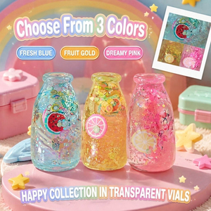 Wholesale <b>Mini</b> Bottle Sensory <b>Squishy</b> Toy Fruit Charm Glitter Squeeze Fidget Novelty Toy Colorful Soft Gift Assorted - Product Image 5