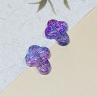 Perles en verre transparentes 15*12mm, bijoux chrétiens, croix à trou droit, accessoires de perlage DIY