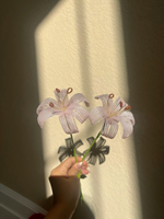 Buket Bunga Calla Lily Prancis Berhias Manik-Manik dengan Bulu, Bunga Pernikahan Lily Sutra Bohemian