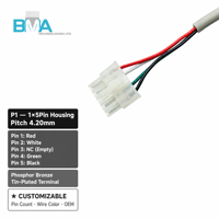 Câble de raccordement OEM personnalisé UL2464 20AWG, pas de 4,2 mm, 5 broches vers 4 broches, pour alimentation industrielle