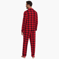 Pyjama de Noël pour Homme – Ensemble Loungewear à Carreaux avec Col Rabattu – Chemise à Manches Longues et Pantalon Long Personnalisés – Vêtements de Nuit pour Homme