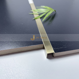 LL153 Stainless Steel U Shaped Gold Brushed Contemporary Design Decorative Trim Strip for Apartment Walls <b>Tiles</b> Easy - Product Image 2