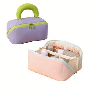 Waterproof Toiletry <b>Bag</b> Wide Open Portable Pouch Travel <b>Makeup</b> <b>Bag</b>, Cosmetic <b>Bags</b> <b>with</b> <b>Compartments</b> and Handle - Product Image 1