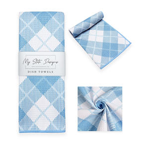 Serviettes de cuisine en microfibre gaufrée avec logo personnalisé décoratif, serviettes de bar, sèche en quelques <span class=keywords><strong>minutes</strong></span> après l'utilisation pour assurer la fraîcheur - Product Image 4