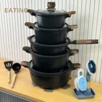 Ensemble de casseroles et poêles en aluminium moulé sous pression de haute qualité, 21 pièces, revêtement antiadhésif en granit, avec accessoires pour toutes les sources de chaleur