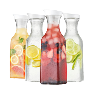 1L 50oz plastik Carafe persegi dasar sekrup tutup kendi air tutup kendi untuk kulkas untuk wiski anggur kemasan Soda jus Jar - Product Image 4