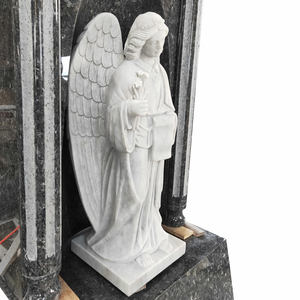Estatua tallada de tamaño real, grandes alas, mármol blanco, cementerio, ángeles, monumentos y piedras para la cabeza - Product Image 3