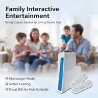 Console de jeu avec deux manettes sans fil 2.4G, 250 jeux intégrés 32 bits, console de jeu à détection de mouvement Plug & Play pour la famille et les enfants