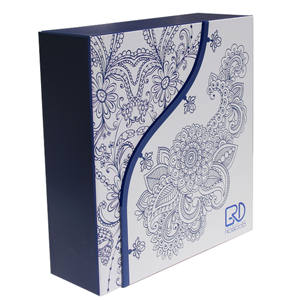 Caja de <span class=keywords><strong>Regalo</strong></span> Cosmética Vintage Azul de Doble Puerta ROGOOD con Impresión CMYK, Logotipo en Lámina Azul, Inserto de EVA Personalizado para Sets de Belleza P1017 - Product Image 2