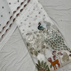 Ropa más vendida, Material de vestido para ocasiones especiales de boda, bordado de crepé de seda pura con cuentas, tela de trabajo manual importada - Product Image 1