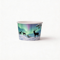 Gobelets à glace jetables à paroi simple, revêtus de PE, recyclables, avec impression de logo personnalisé, 3-12 oz, pour l'emballage d'aliments congelés et de desserts