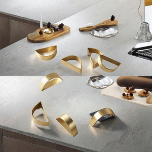 Set di Anelli <span class=keywords><strong>Portatovaglioli</strong></span> Moderni di Lusso in <span class=keywords><strong>Oro</strong></span> Opaco, Decorazioni per Matrimoni, <span class=keywords><strong>Portatovaglioli</strong></span> in Metallo Stile Semicircolare - Product Image 2