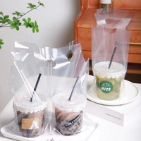 Sac en plastique à emporter personnalisé, sac en plastique jetable pour boissons à bulles Boba