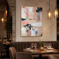 Peinture à l'huile abstraite peinte à la main, texture or rose blush, toile verticale, art mural de luxe pour restaurant, hôtel, cadeau