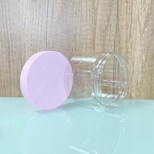 Wholesale Cosmetic Food Packaging 250ml 8oz clear Transparent Pet <b>Plastic</b> Cosmetic Cream <b>Jar</b> with Colored Lid - Product Image 2
