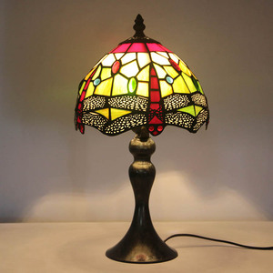 LongHuiJing 8 Inch Stained Glass <strong>Table</strong> Lamp Iron Spindle Base E26/E27 Socket Dragonfly Pattern Shade Hot Sale US EU - Product Image 3