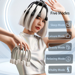 2025 nuevo producto rojo azul luz pulpo cabeza masajeador eléctrico vibración cuero cabelludo masaje dispositivo cabeza Spa equipo con música - Product Image 2