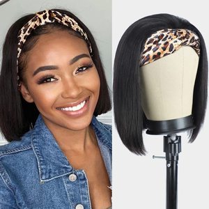 Perruque Bob <span class=keywords><strong>à</strong></span> Bandeau en Cheveux Humains Brésiliens Lisses, Fabrication Directe Usine, Bandeau en Soie Glacée, Perruques Faite <span class=keywords><strong>à</strong></span> la Machine pour Femmes Africaines, Vente en Gros - Product Image 2