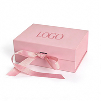 Boîte cadeau pliable, boîte en papier magnétique, fermeture à ruban, rose, emballage cosmétique, bijoux, parfum, logo personnalisé, vente en gros