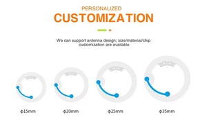 Tùy chỉnh RFID Mini tag dính PVC <span class=keywords><strong>Sticker</strong></span> 13.56MHz <span class=keywords><strong>NFC</strong></span> không thấm nước EV1 EV2 EV3 khách sạn thanh toán nhãn CuộN Ntag215 ISO 14443a - Product Image 5