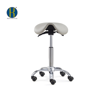 Tabouret de bureau ergonomique pour femme, chaise de selle portable réglable en cuir PU