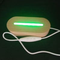 Prix d'usine, blanc chaud, 7 couleurs, base en bois ronde LED colorée pour lampe de nuit en acrylique 3D
