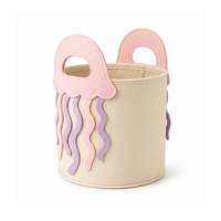 Panier de rangement pour jouets en feutre RPET GRS, design méduse rose mignon, fabrication OEM personnalisée, organisateur de chambre d'enfant, usine certifiée BSCI