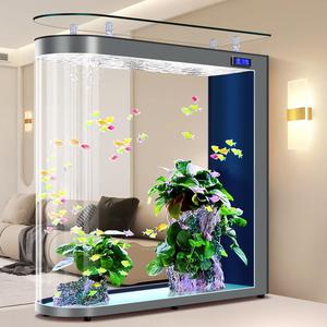 Aquarium autoportant de luxe moderne en forme de balle, en verre, volume 368L-828L, sans besoin de changement d'eau, éclairage LED - Product Image 3