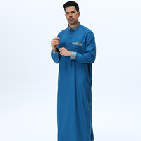 Arabische islamische Baumwoll stoff Kleidung für Männer Lässig Jalabiya Kurta Pyjama Design Shirt Kragen Muslim Metal Button Inspiriert Katar