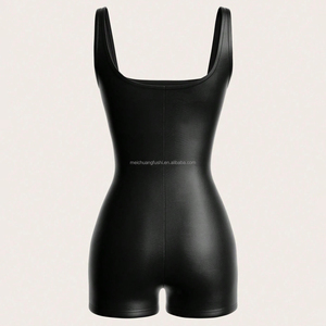 <span class=keywords><strong>Combinaison</strong></span> en <span class=keywords><strong>cuir</strong></span> moulante à bretelles spaghetti sans manches personnalisée pour femmes - Product Image 5
