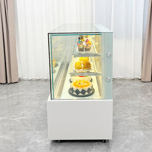 Прочный безрамный холодильный шкаф-витрина с тремя полками из мрамора и закаленного стекла для демонстрации десертов и продуктов в розничных пекарнях - Product Image 3